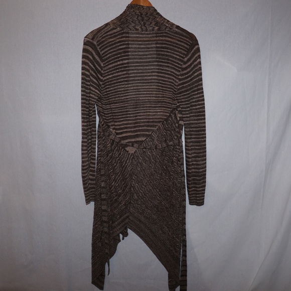 ELI TAHARI Long Waterfall cardigan belted chevron - Picture 5 of 9